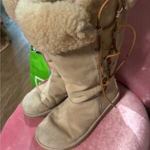 UGG Cream Ankle Boots with Shearling Lining